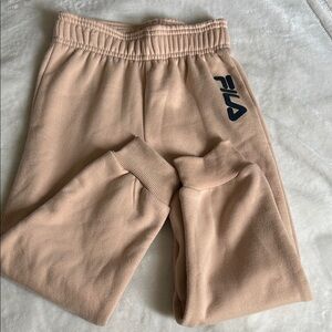 6T - Fila Kids Beige Taupe Jogger Sweatpants with Navy Logo